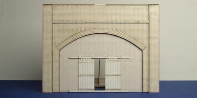 A 70-01 O gauge brick arch with industrial gate